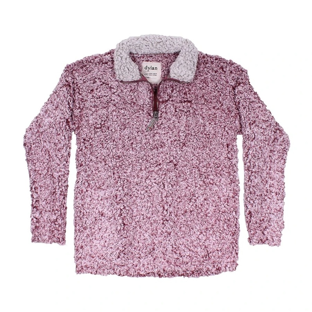 Dylan Vintage Wine Frosty Tipped Stadium Pullover, Size Small